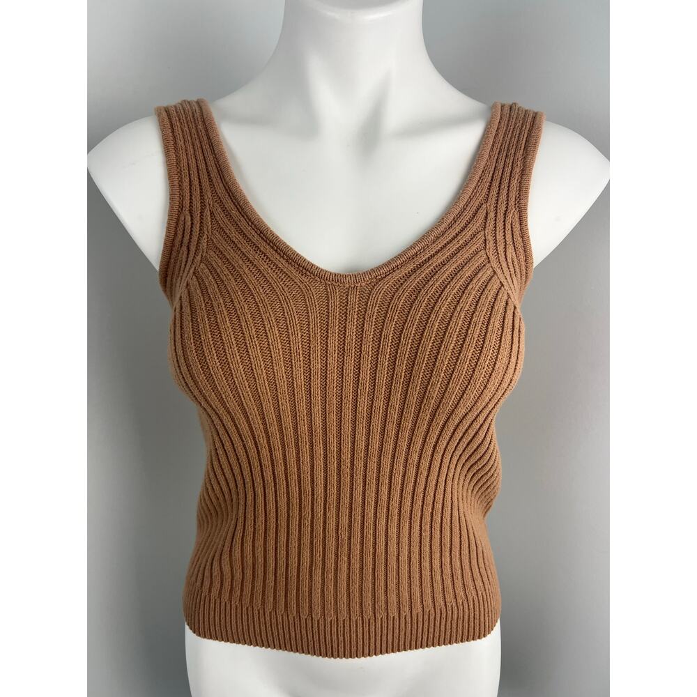 Women's Blu Pepper Knit Sleeveless Top in Brown Small